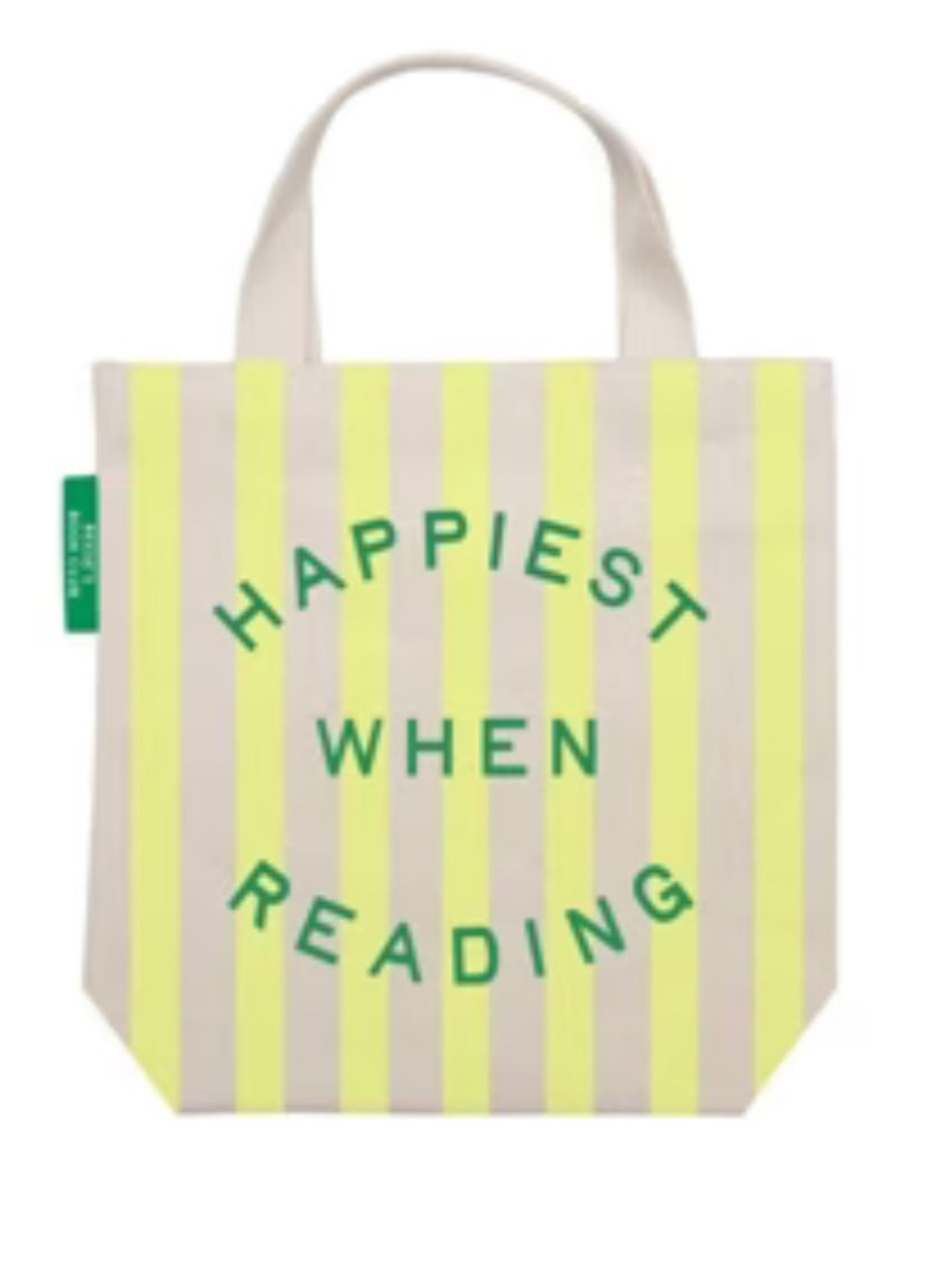 'Happiest When Reading' Yellow Stripe Tote